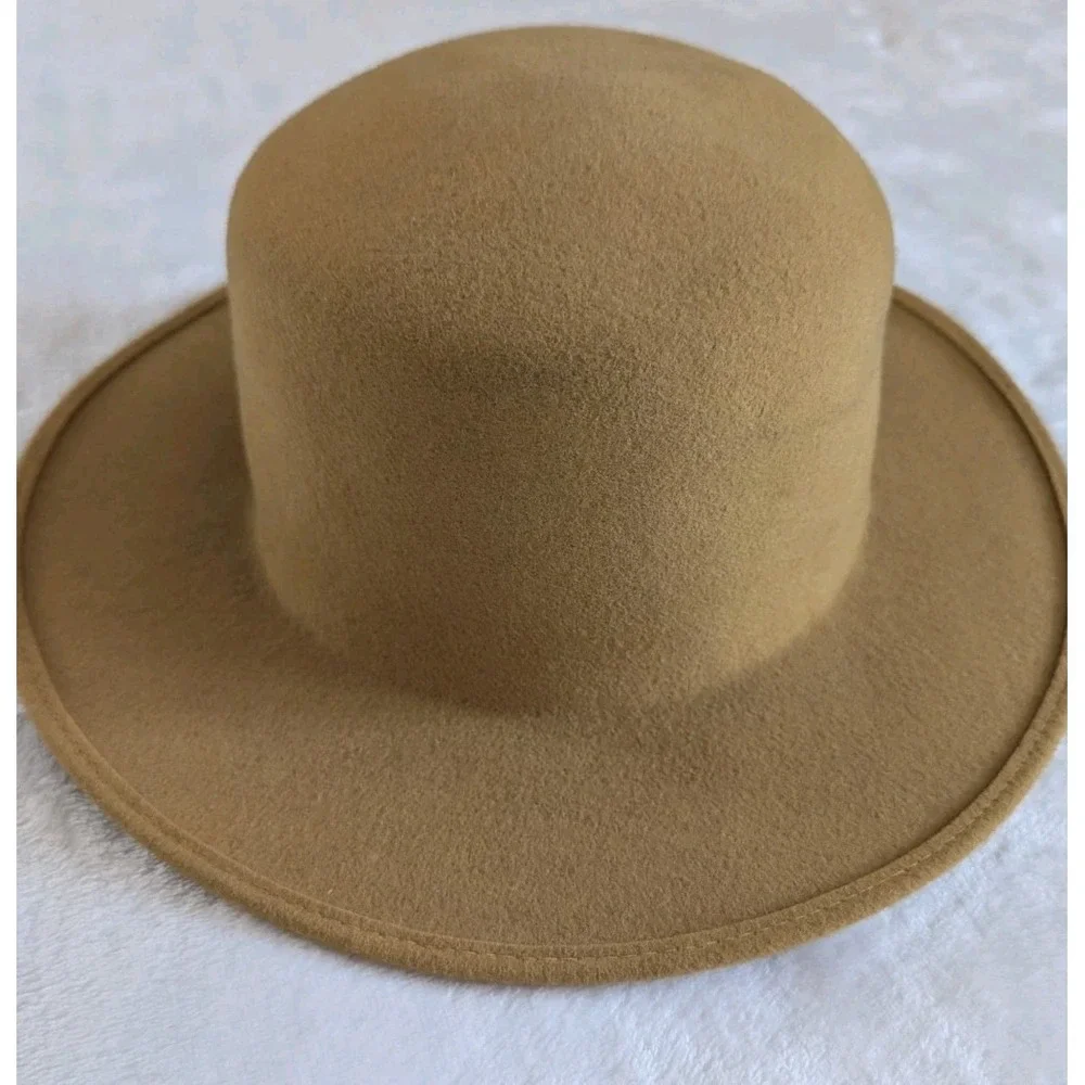 VTG Neuman Fairfield Felts Brimmed Hat Chin Tie Tan 100% Wool Prop Costume *READ